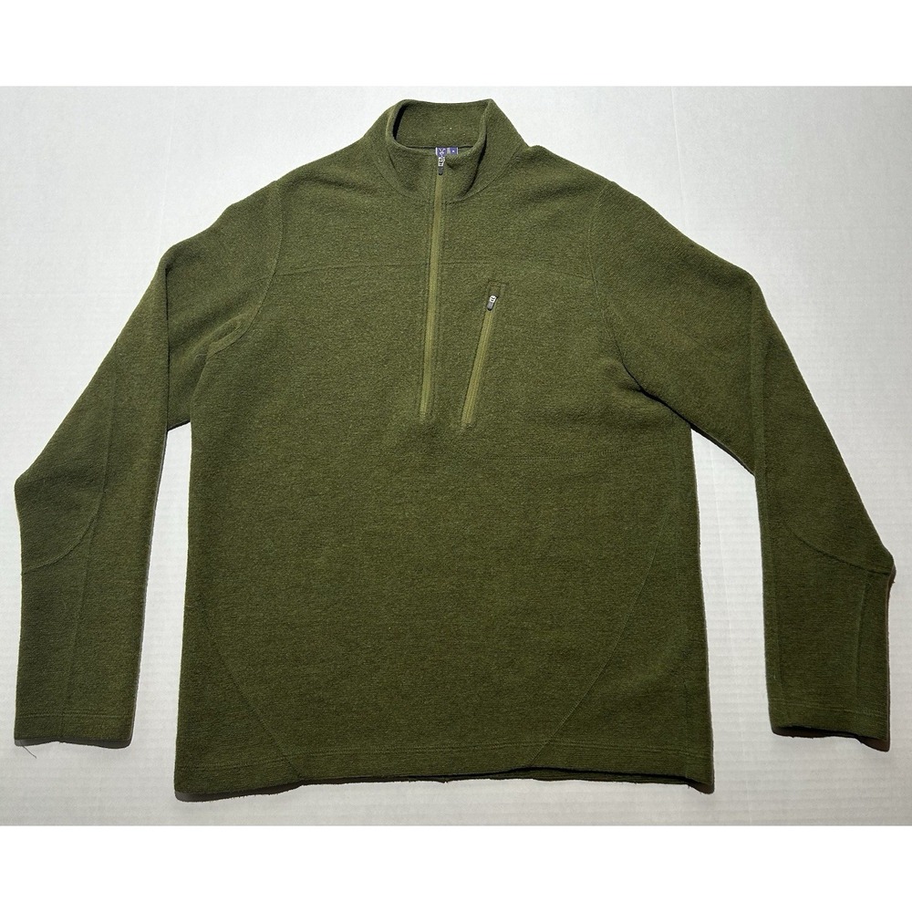 Ibex Merino Wool Half Zip Pullover Fleece Sweater Women's Size Medium SMALL HOLE